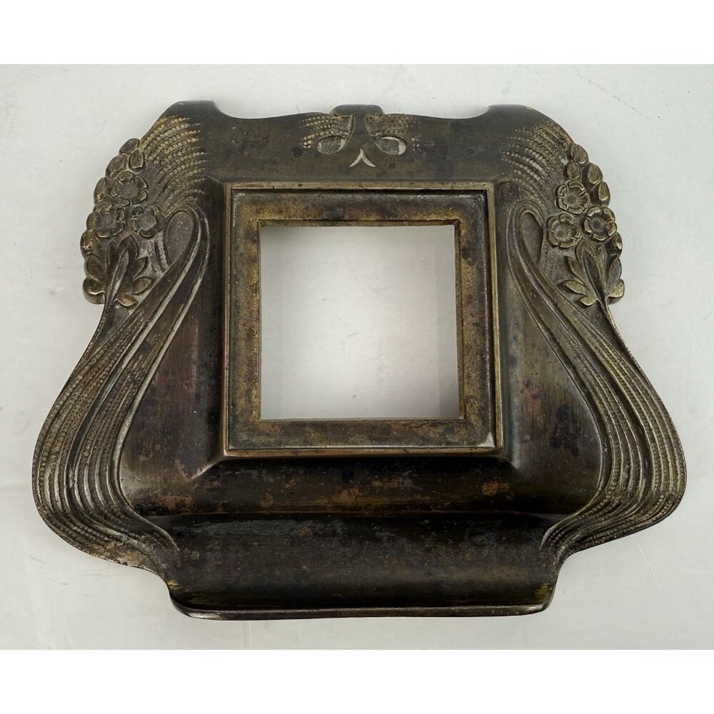 VTG Ornate Brass Metal Ink Well Stand Base Art Deco Nouveau‎ Floral *BASE ONLY*
